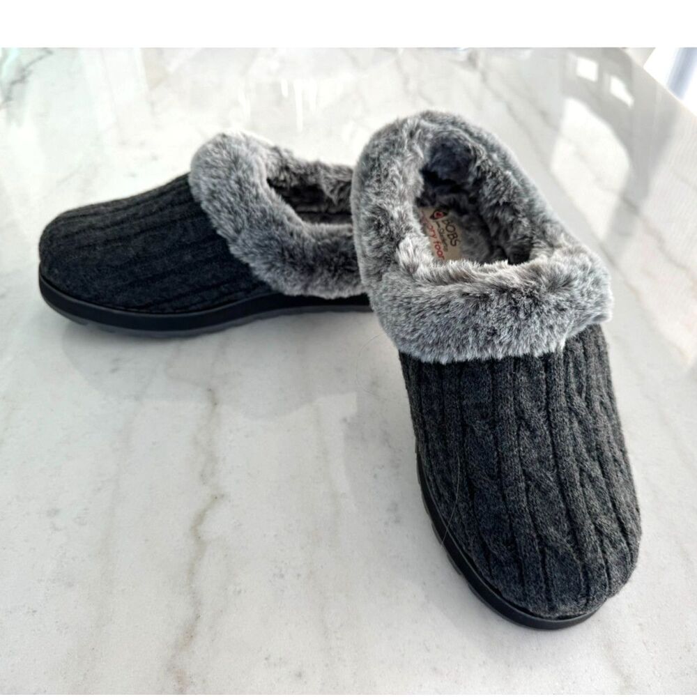 Skechers Bobs Keepsake Light Clog Slippers, Warm Greetings Size 7 Charcoal 31204 - Picture 2 of 11